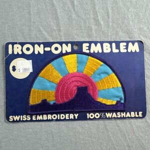 Iron On Emblem Swiss Embroidery Patch 5"x3" Mountain Sunrise Outdoors Nature NEW